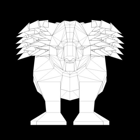 Geometric line drawing of a Koala Bear looking straight on